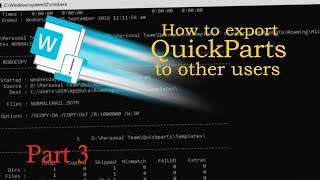 How to Export Quickparts to other Users