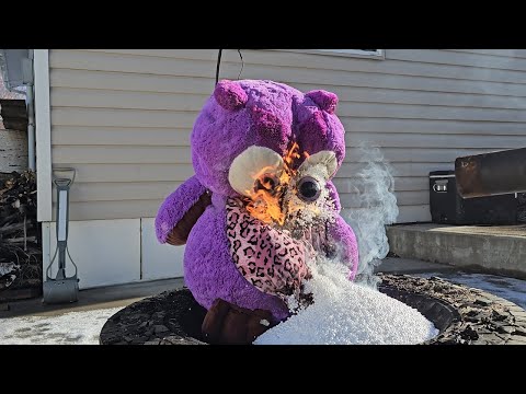 Burning a HUGE Plush Owl with a Torch (INSANE FIRE REACTION!)