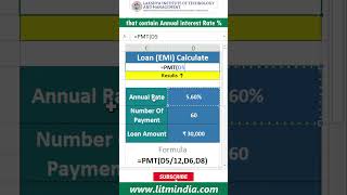 Calculate Monthly Payment EMI in Excel using PMT Function | Excel Function #3