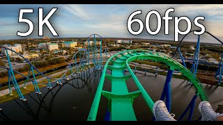 Kraken front seat on-ride 5K POV @60fps SeaWorld Orlando