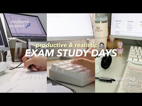 PRODUCTIVE exam vlog 🎧 busy & realistic, study with me, note-taking, balancing life & being sick
