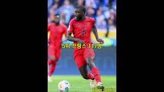 역대 독일 분데스리가 외국인 선수 국가별 숫자 순위