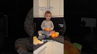Toddler guide for juice making 🧃🍊 🙈 #toddlerfun #toddler #juicing #funnyshorts