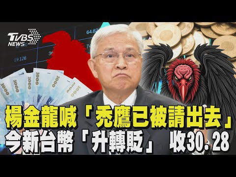 楊金龍記者會喊「禿鷹已被請出去」 今新台幣「升轉貶」 收30.28｜TVBS新聞 @tvbsnews24live