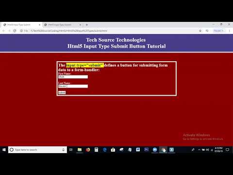 Html5 Input Type Submit Button Tutorial | Input type = "submit"