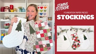 beginner friendly foundation paper pieced tree stocking tutorial