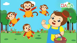 5 Little Monkeys Jumping on the Bed Nursery Rhymes & Kids Songs - Dada Kids