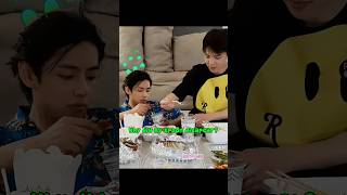 Taehyung's Invisible Spoon 🤣 His Reaction So Funny When Jimin Stole His Spoon #shorts #vmin  #bts