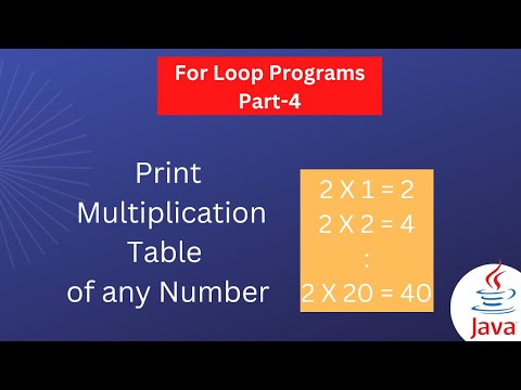 Multiplication Table Using For Loop in Java//For-Loop Programs Part -4//Java Tutorials For Beginners