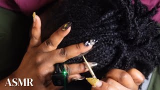 ASMR Itchy SCALP SCRATCHING between Braids - Long Nails Wooden Skewer Tracing Tool (no talking!)