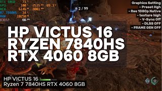 HP VICTUS 16 Ryzen 7 7840hs RTX 4060 laptop Gaming Test