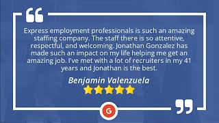 Express Employment Professionals in Covina, CA Shares Five Star Review by Benjamin Valenzuela