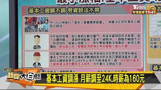 基本工資調漲 月薪調至24K.時薪為160元 新聞大白話 20200818