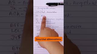 Online Sms/chat abbreviations||Full form of #abbreviations #learnenglish #sms #chat #online #shorts