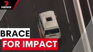 Police chase damaged van through Melbourne before hitting man | 7NEWS
