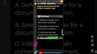 HTML Coding 101: Q30 What is the purpose of the HTML5 "header" tag? #html #css #shorts