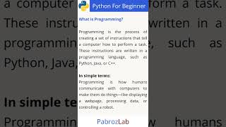 What is Programming?#pabrozlab #stem #python #programming