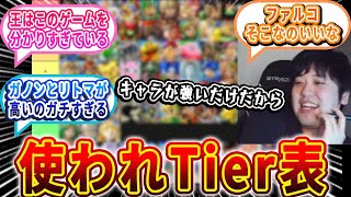 【使い手じゃなくて、キャラが強いだけ？】スマブラSP使われTier表を作るもつなべファルコ #スマブラSP