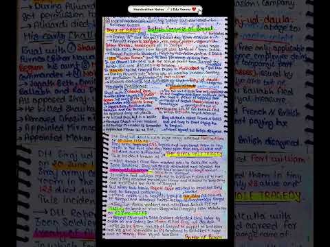 Battle of Plassey 1757 -- Handwritten Notes📝 | British Conquest of Bengal #battleofplassey
