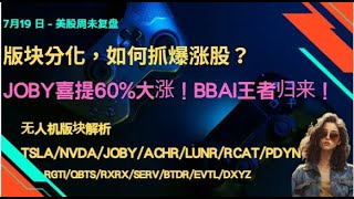 Joby喜提60%大涨！Bbai王者归来！版块分化，如何抓爆涨股？无人机版块解析 TSLA/Nvda/Joby/Achr/Lunr/Rcat/Pdyn/Rgti/Quts/Rxrx/Serv/Dxyz