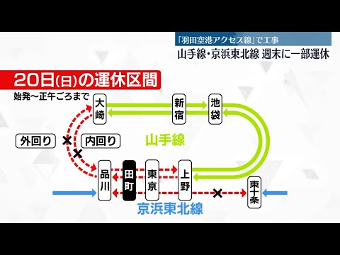 【大規模運休】54万人に影響か？　JR山手線と京浜東北線、週末に一部運休　羽田空港アクセス線の整備に伴う切り替え工事〔日テレ鉄道部〕