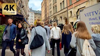 Sweden Stockholm walking in city center | Norrmalm - Östermalm - Åhlens - NK - Kungsträdgården. 4k
