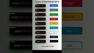 Types of bootstrap buttons #html  #css #bootstrap#button #coding#webdesign#trending  #youtubeshorts