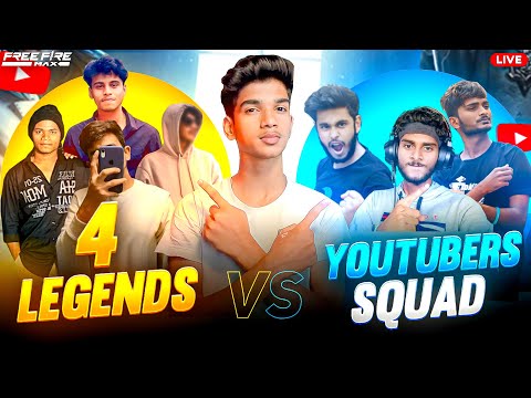 😨4 LEGENDS VS 🤬YOUTUBERS SQUAD | 4 VS 4🔥HARDEST GAME❤️‍🔥| FREE FIRE LIVE IN TELUGU #dfg #freefire