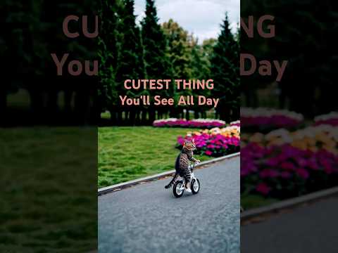 Cutest Thing You'll See All Day 🚲 Cat Takes a Bike Ride in the Park #catlife #adorable #shorts