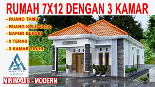 DESAIN RUMAH MINIMALIS 7X12 M DENGAN 3 KAMAR TIDUR