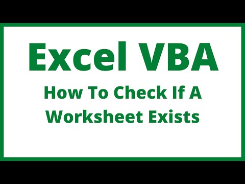 Excel VBA - How To Check If A Worksheet Exists