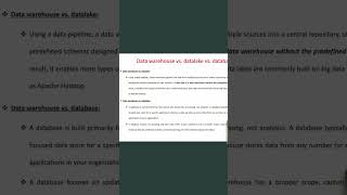 Datawarehouse vs Datalake vs Database #datascience #database #education