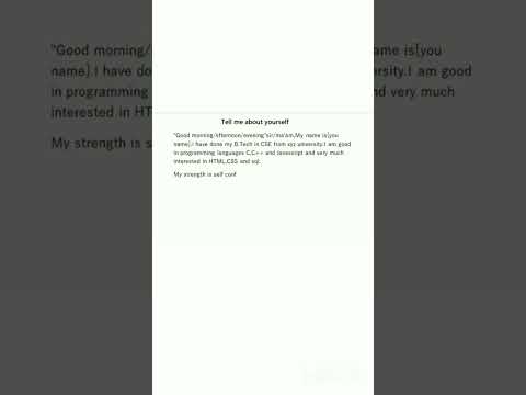Tell me about yourself. #interview #viral  #interviewquestions #tellmeaboutyourself #interviewtips