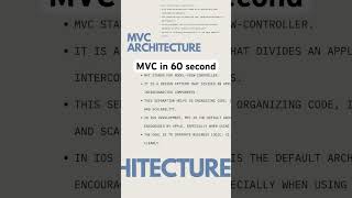 MVC in 60 Sec #mvc #mobiledevelopment #iosdevelopment #androiddevelopers #architecture