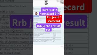 rrb je result cbt 1  scorecard 2024 #rrbjecbt1  #result2024  #rrb2025 #railway #rrbjeresult #rrbje