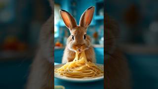 Bunny vs Pasta | Cutieful #bunny #animal #italianfood  #rabbitai #funny #pets #aianimals #fypviral