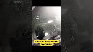 Hydrophobic water behavior! #shorts #hydrophobic #viral #glassparency #cars #carwash #detailing
