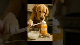 🍰🐶 Golden retriever bakes mango float—and it’s the sweetest thing you’ll see today! 🥭✨