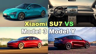 Xiaomi SU7 Sedan vs Tesla Model 3 vs Model Y #xiaomicar #xiaomiev #xiaomisu7