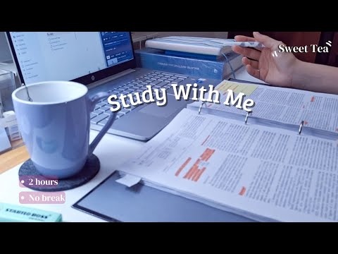 2 Hours Study With Me | No Break, Crackling Fireplace + Rain sound :)