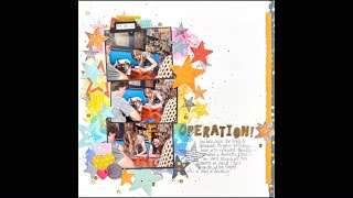 Scrapbook Process Video #648 using stars, scraps & mixed media!