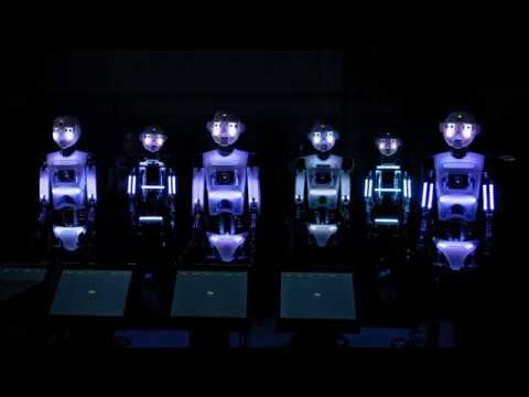 RoboThespian: 6 Robots Dance in Sync through their Test Routine