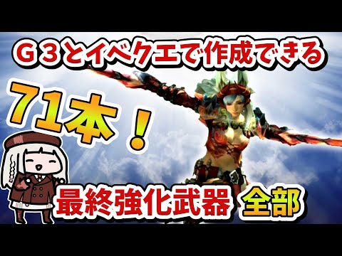 【MHXX】あかりんがＧ３で最終強化できる武器を紹介します（VOICEROID実況）作業用