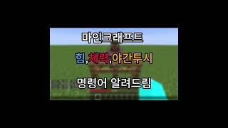 마인크래프트 힘,체력,야간 투시 명령어  #마인크래프트 #명령어
