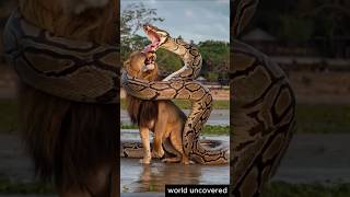 Lion in Danger! Giant Snake Attack Caught on Camera #shorts
