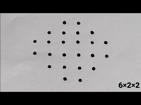 6×2×2 straight line dots rangoli || 6×2×2 chukkala muggu