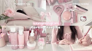 my morning routine as a wonyoungism girl🐰🎀 || motivation vlog, makeup routine, korean skincare