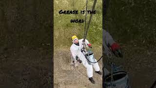 Greasing guy wires #steeplejack #construction #work #ropeaccess #working