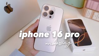 iPhone 16 Pro unboxing (desert titanium) + accessories 🤎 setup & comparison to iPhone14 pro