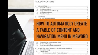 HOW TO AUTOMATICLY CREATE A TABLE OF CONTENT AND NAVIGATION MENU IN MSWORD